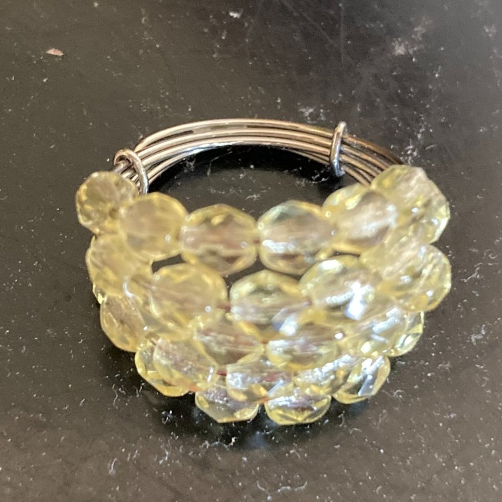Yellow Beaded Ring by Artisan Jewelry Maker